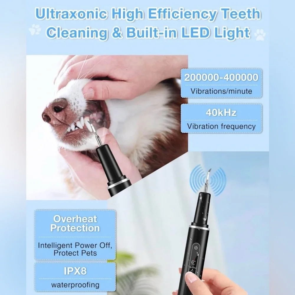 Dog Tartar Plaque Remover for Teeth, Ultrasonic Teeth Cleaner Toothbrush